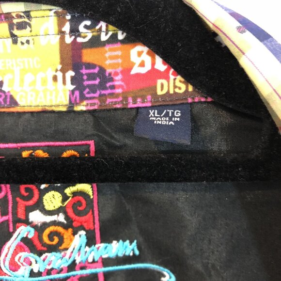 Robert Graham Plaid Woven Button-Down Shirt Contrast Paisley Cuff Collar Size XL - Picture 4 of 12